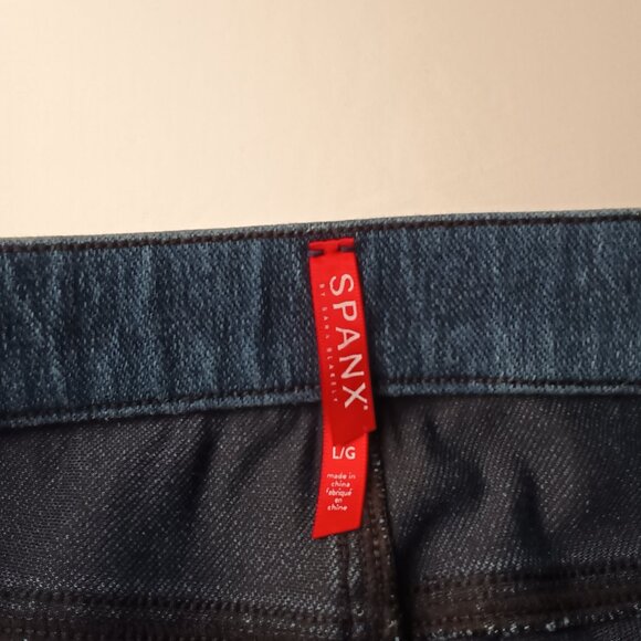 Spanx Jean Ankle Leggings Size L Mid Rise Skinny Leg Medium Dark Wash - Picture 5 of 9